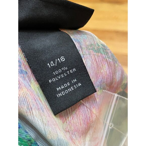 Lane Bryant Women's 14 Green Tank Polyester Tunic Hi-Low Hem Abstract Artsy Boho - Picture 4 of 9